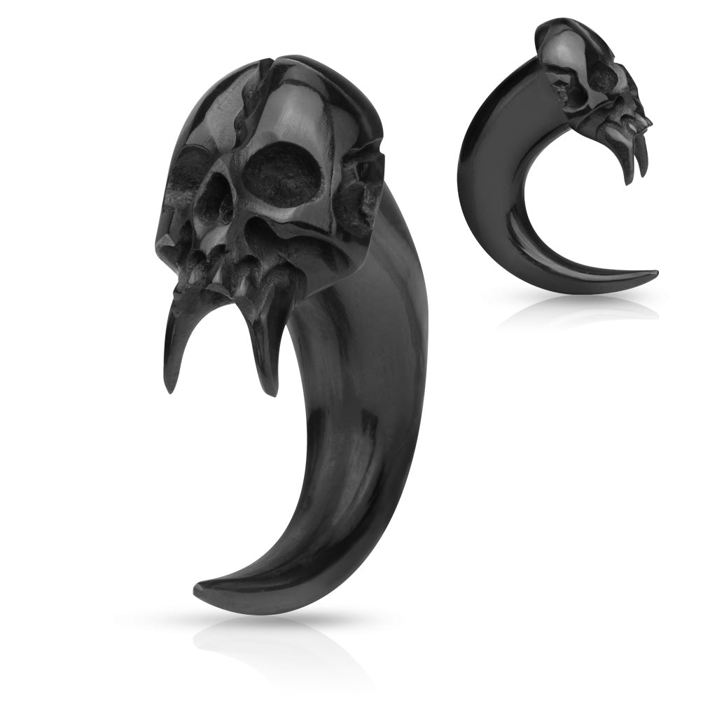 1 Pc Angel of Death Skull Hand Carved Organic Horn Ear Taper Ear