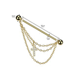 Cool! Triple Chain and CZ Pave Cross Dangle Industrial Barbells