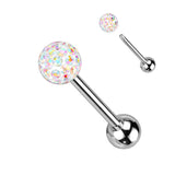 Clear Epoxy Over Multi Crystal Ferido Ball Barbell/Tongue rings