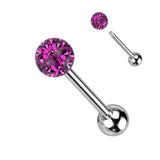 Clear Epoxy Over Multi Crystal Ferido Ball Barbell/Tongue rings