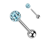 Clear Epoxy Over Multi Crystal Ferido Ball Barbell/Tongue rings