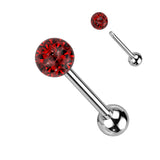 Clear Epoxy Over Multi Crystal Ferido Ball Barbell/Tongue rings