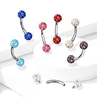 Epoxy Covered CZ Ferido Ball Curve Barbell Eyebrow Rings Daith