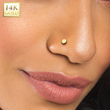 14K Solid Gold Threadless Push In Nose Stud With Round Top