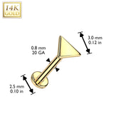 14K Solid Gold Threadless Push In Nose Stud With Triangle Top