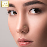 14K Solid Gold Threadless Push In Nose Stud With Star Top