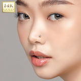 14K Solid Gold Threadless Push In Nose Stud With Prong CZ Top