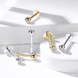 14K Solid Gold Labret Monroe Stud with Clear CZ Top