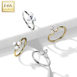 14K Gold Opal or CZ Triangle Set Nose Hoop Ring Ear Cartilage Tragus