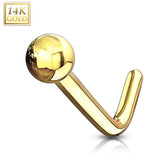 14K Solid Gold L Bend Nose Stud Ring