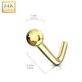 14K Solid Gold L Bend Nose Stud Ring