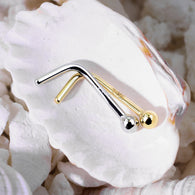 14K Solid Gold L Bend Nose Stud Ring