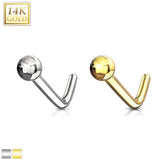 14K Solid Gold L Bend Nose Stud Ring