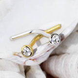 14K Solid Gold Bezel Set CZ Ball L Bend Nose Ring