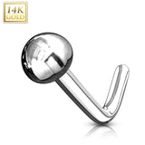 14K Solid Gold Dome End L Bend Nose Ring