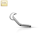 14K Solid Gold Crescent Moon Top L Bend Nose Stud Ring