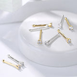 14K Solid Gold Nose Stud Ring with Tiny 1.5 mm Prong Set CZ