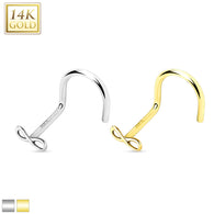 14K Solid Gold Infinity Top Nose Screw Ring