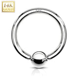 14K Solid Gold Hoop Captive Bead Rings