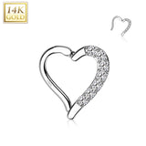 14K Solid Gold Heart Hinged Segment Hoop Ring Nose Septum Daith