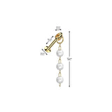 3 Pearl Dangle Threadless Push In Labret Tragus Snug Ear Cartilage