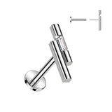 Threadless Push In 2 Bar CZ Top Labret Tragus Snug Ear Cartilage Helix