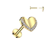 Threadless Push In Heart CZ Top Labret Tragus Snug Ear Cartilage Helix