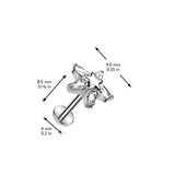 Threadless Push In CZ Star Top Labret Tragus Snug Ear Cartilage Helix