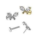 Threadless Push In Butterfly CZ Top Labret Tragus Snug Ear Cartilage Helix