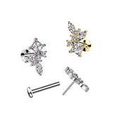 Marquise, Diamond CZ Cluster Threadless Top Labret Tragus Snug Ear Cartilage Helix