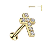 CZ Cross Threadless Top Labret Tragus Snug Ear Cartilage Helix Studs