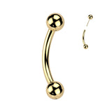 Titanium Push In Curved Barbell With One Fixed Ball For Eyebrow Belly