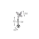 Titanium Threadless Push In CZ Butterfly Eyebrow Curved Barbell