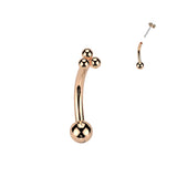 Titanium Threadless Push In Trinity Ball Cluster Eyebrow Barbell