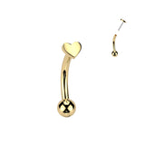 Cute! Titanium Threadless Push In Heart Shape Top Eyebrow Barbell