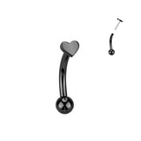 Cute! Titanium Threadless Push In Heart Shape Top Eyebrow Barbell