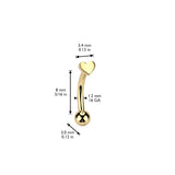 Cute! Titanium Threadless Push In Heart Shape Top Eyebrow Barbell