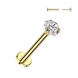 Titanium Threadless Push in Prong Set Heart CZ Top Labret Cartilage