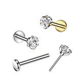 Titanium Threadless Push in Prong Set Heart CZ Top Labret Cartilage