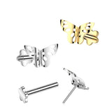 Titanium Threadless Push-In Butterfly Top Labret Ear Cartilage Helix