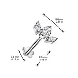 Titanium Threadless Push in Pear CZ Flower Base Labret Cartilage