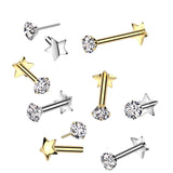 Titanium Threadless Push In Prong CZ Labret Star Base Ear Cartilage