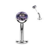 Titanium Threadless Floating Convex Base Bezel CZ Top Belly Button Ring