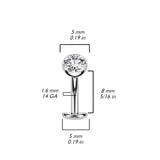 Titanium Threadless Floating Convex Base Bezel CZ Top Belly Button Ring