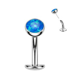 Titanium Threadless Floating Convex Base Opal Top Belly Button Ring