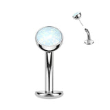 Titanium Threadless Floating Convex Base Opal Top Belly Button Ring