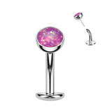 Titanium Threadless Floating Convex Base Opal Top Belly Button Ring