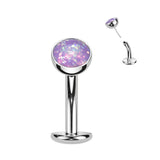 Titanium Threadless Floating Convex Base Opal Top Belly Button Ring