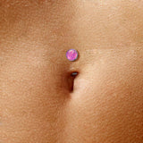 Titanium Threadless Floating Convex Base Opal Top Belly Button Ring