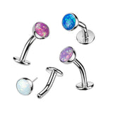 Titanium Threadless Floating Convex Base Opal Top Belly Button Ring